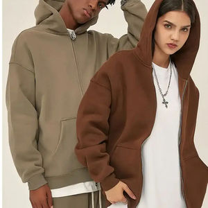 Venta al por mayor Unisex 350G Hombres de lana gruesa Zip Hoodies Solid Street Style Oversize Sudaderas 3D Imprimir Patrón Bordado XS - Product Image 6