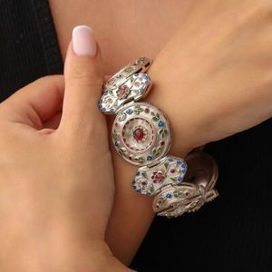 925 Sterling Silver Enamel Round Pattern Fine Charm <b>Bracelet</b> - Product Image 1