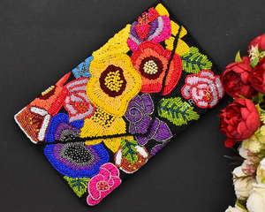 Embrague hecho a mano con cuentas de plata Embrague hecho a mano con cuentas de turquesa - Product Image 4