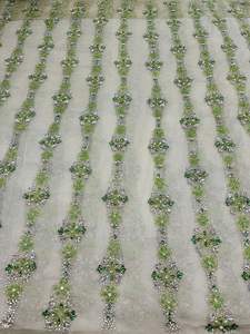 100% polyester luxe perlé robe de mariée tissu à la main Dobby daim fournisseur indien maille motif filles porter meilleur prix - Product Image 2