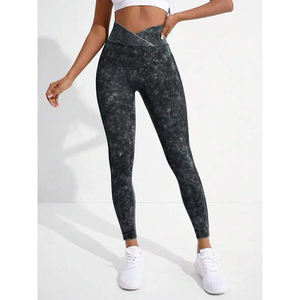 High Quality Women Fitness <b>Leggings</b> Acid Washed V Waist Sexy Scrunch <b>Butt</b> <b>Lifting</b> Quick Drying Breathable Yoga Pants - Product Image 3