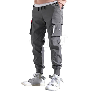 กางเกงคาร์โก้ผู้ชายกางเกงสเวตเตอร์ทรงหลวมมีเชือกรูดมีกระเป๋าด้านข้าง - Product Image 6