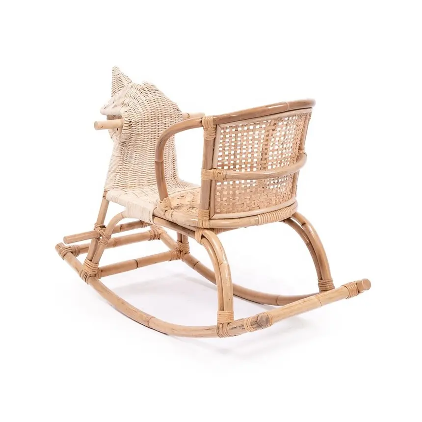 Unico sostenibile natura Rattan unicorno Rocker nuovo rattan cavallo a dondolo Rattan Rocker per bambini dal Vietnam