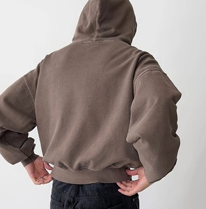 เสื้อฮู้ดไหล่เฮฟวี่เวท420กรัมเสื้อกันหนาวโลโก้กำหนดเองได้สีทึบ - Product Image 3