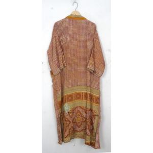 ชุดกิโมโนผ้าไหมญี่ปุ่นทำมือ น้ำหนักเบา ทรงยาว คอวี แต่งผ้าปะติดสไตล์อินเดีย แห้งเร็ว แขนยาว สำหรับผู้หญิง - Product Image 3