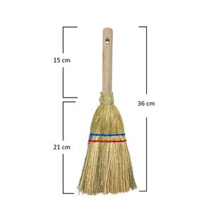 Saggina 15cm manico in legno scopa con 2 corde resistente robusto strumento di pulizia per caminetti stufe e barbecue lunghezza totale 36cm - Product Image 2