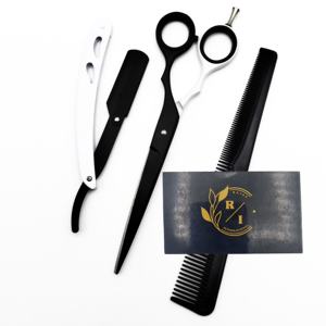 Ciseaux de barbier professionnels B&W, peigne, rasoir, revêtement en poudre, acier inoxydable écologique, outils de coupe de cheveux, salon de beauté, usage domestique - Product Image 5