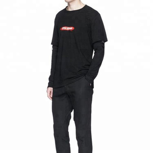 T-shirt Hip Hop à double manches Maillot respirant Col en O Logos imprimés Chemise longue pour jeune adulte pour les plus populaires - Product Image 3