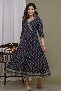 Vestido largo de calidad superior, bordado de secuencia, trabajo lateral, telar manual Dori, fabricante indio - Product Image 5