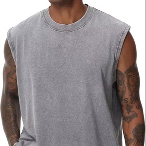 High Quality Customizable Knitted Plus Size Heavyweight Fabric Drop Shoulder Oversized Breathable Sleeveless Custom Men's - Product Image 1