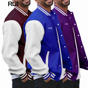 Nueva Llegada Hombres Casual Streetwear Alta Calidad Bordado Logo Chaqueta Hombres Universidad Deportivo Personalizado Béisbol Varsity Jacket - Product Image 1