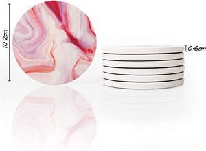 Posavasos de copa redonda empalmada de bambú y mármol de estilo clásico personalizable para el hogar o la barra Mantel individual de madera - Product Image 5