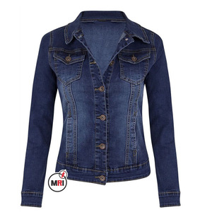 Chaqueta vaquera ajustada con logotipo personalizado de alta calidad, chaqueta ajustada para mujer con cuello vuelto ligero y elástico - Product Image 4