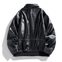 Veste en cuir d'agneau véritable pour homme, style motard, avec broderie patchwork et col montant, pour l'hiver, vente en gros