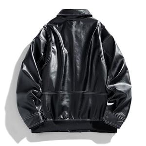 Wholesale Mens PU Faux Leather Jacket with Plus <b>Velvet</b> Lining Winter Motorcycle Style <b>Coat</b> - Product Image 3