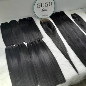 มัดผมแท้แบบ Remy จากเวียดนามผมตรงขอบสีธรรมชาติแบบมีลูกไม้สวิสเอชดีลูกไม้ด้านหน้า - Product Image 1