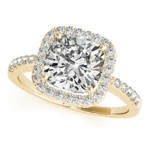 Ensemble de mariage avec halo de diamants taille coussin de 1,17 carat en or jaune 14 carats, forme carrée - Product Image 3