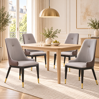 Chaise de salle à manger moderne de luxe en bois massif avec accoudoirs en cuir et structure métallique pour hôtel et restaurant