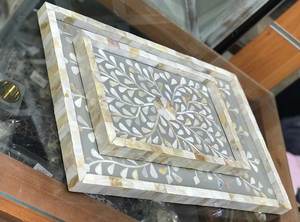 Plateau en nacre fait main élégant pour le service de thé et de café pour le salon ou les cadeaux quantité minimale de commande 20pcs - Product Image 2