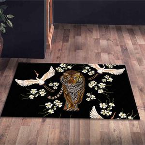 Alfombra Estampada con Tigres y Grúas Japonesas, Diseño Floral y Animal de Moda, Alfombra de Chenilla - Product Image 5