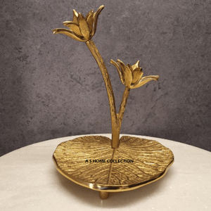 Decoración de Mesa de Aluminio Forjado Nórdico, Bandeja Dorada para Frutas, Adorno de Escritorio con Forma de Flor, Accesorios de Decoración - Product Image 1