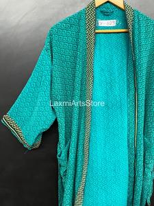 Kimono de Seda Crepé Hecho a Mano en India, con Cintura Elástica, para Playa o Descanso, Estilo Boho, para Mujer, Primavera, Verano, Otoño - Product Image 3