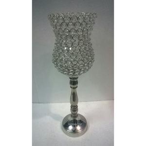 Soporte de huracanes de plata con cuentas de cristal brillante para fiestas de boda Decoración de mesa centro de mesa artesanías - Product Image 1