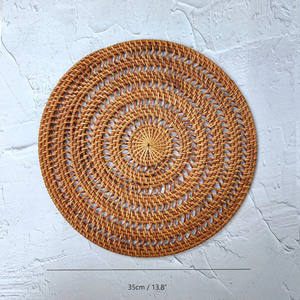 Napperons en rotin rond en gros, napperons bohèmes avec motif en maille, idées de décoration intérieure faites à la main du Vietnam - Product Image 3