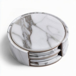 Offre Spéciale Design personnalisé rond 4 ''6 pièces marbre absorbant pierre tasse en céramique sous-verre tapis de café avec support le plus populaire sur le marché - Product Image 6