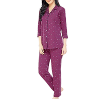 Piyama Wanita Elegan Bahan Bambu Bernapas Cepat Kering Model Patchwork Rajutan Lembut Logo Depan Dua Potong Pakaian Tidur Kerah Elastis Pinggang Elastis