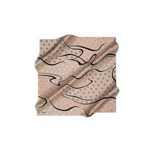 Beige Cotton Handkerchief with Custom Logo Pattern - Product Image 1