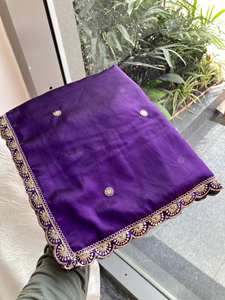 Sari de Tela de Seda Suave de Diseño Hermoso y de Alta Calidad para Fiestas, con Bordado en el Borde, al Mejor Precio - Product Image 4