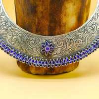 Tribal indien 925 argent massif Hasli améthyste tour de cou Vintage Rajasthani bijoux en argent collier cadeau parfait