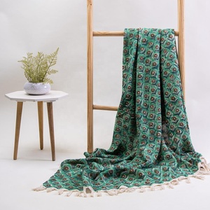Wholesale Indian Cotton Floral Printed Organic Sofa <b>Throw</b> Blankets Cotton <b>Bed</b> <b>Throw</b> - Product Image 5