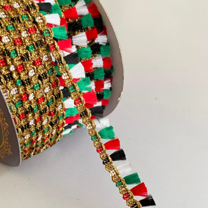 UAE National Flag Day Jalebi Lace Trim Embroidery <b>Sequin</b> Border Customized Color Glittered for Flags and Garments Wholesale - Product Image 1