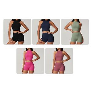 Conjuntos de Yoga de Dos Piezas para Mujer, Diseño Personalizado, Cintura Alta, Malla Transpirable, Cierre con Cordón y Logotipo Frontal, para Gimnasio y Fitness - Product Image 6