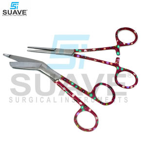 SUAVE CHIRURGICAL INSTRUMENTS Ciseaux à pansement en acier inoxydable incurvés et droits personnalisés Source d'alimentation manuelle - Product Image 3