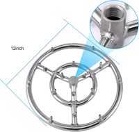Anneau de brûleur de foyer rond de 24 pouces, brûleur de foyer en acier inoxydable 304 à flamme élevée pour foyer au gaz naturel et au propane
