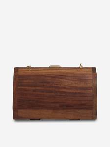 Pochette en bois marron et doré pour femmes - Product Image 3