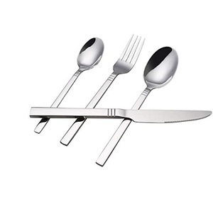 Juego de cubiertos de metal de diseño más alto con mango cuadrado acabado en plata para el hogar y los juegos de cubiertos para comer en hoteles - Product Image 3