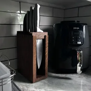 Porte-couteaux en bois de forme personnalisée avec un design de la meilleure qualité, parfait pour le rangement et l'organisation des ustensiles de cuisine, usage quotidien - Product Image 4