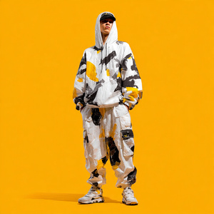 Conjuntos Deportivos Holgados Estampados OEM para Hombre, 550 GSM, Traje Deportivo de Forro Polar para Invierno, Pantalones Cargo Jogger, Conjuntos Sublimados para Hombre - Product Image 5