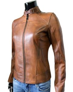 โรงงานโดยตรงสไตล์ใหม่ผู้หญิงแฟชั่นBikerแจ็คเก็ตฤดูใบไม้ร่วงและฤดูหนาวแจ็คเก็ตหนังแท้ 2024 ฤดูหนาวที่กําหนดเองคลาสสิกSlim Fit - Product Image 1