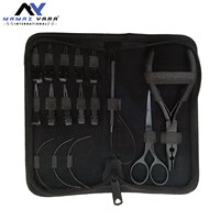 Kit d'outils d'extension de cheveux en gros noir mat Kit de pinces en acier inoxydable Salon bricolage Extensions de cheveux Durable élégant