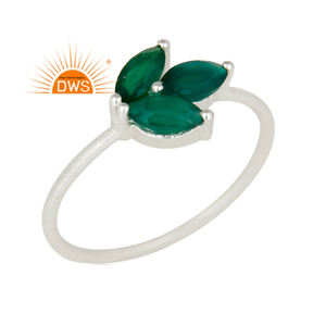 Best Selling Sterling Silver 18K Gold Plated Natural <b>Green</b> Onyx Gemstone Stackable Ring Custom <b>Jewelry</b> For Women Gift For Her - Product Image 1