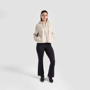 Sudadera con capucha extragrande Crest con cremallera completa en beige, tejido de punto transpirable - Product Image 5