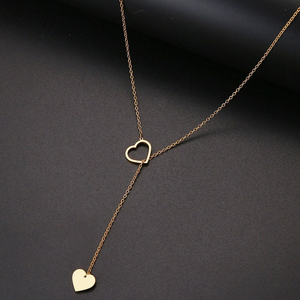 Collar con Colgante de Corazón Romántico y Moderno, Oro Rosa, Diamantes y Perlas como Piedras Principales, Cadena con Baño de Rodio, para Regalo de Compromiso - Product Image 2