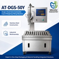 Machine de remplissage semi-automatique à tête unique contrôlée par PLC pour liquides, 5-50 kg, AT-DGS-50Y, remplisseuse industrielle pour seaux et fûts en verre