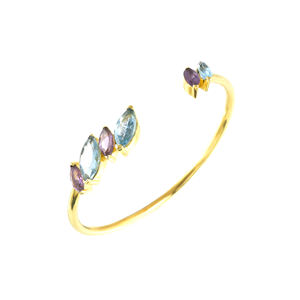 Wholesale Price <b>Sterling</b> <b>Silver</b> Gold Plated Amethyst And Blue Topaz <b>Bracelet</b> for Women Party Occasion - Product Image 1