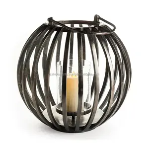 现代散装铁制金属丝灯笼，带T型浅黑色新设计蜡烛